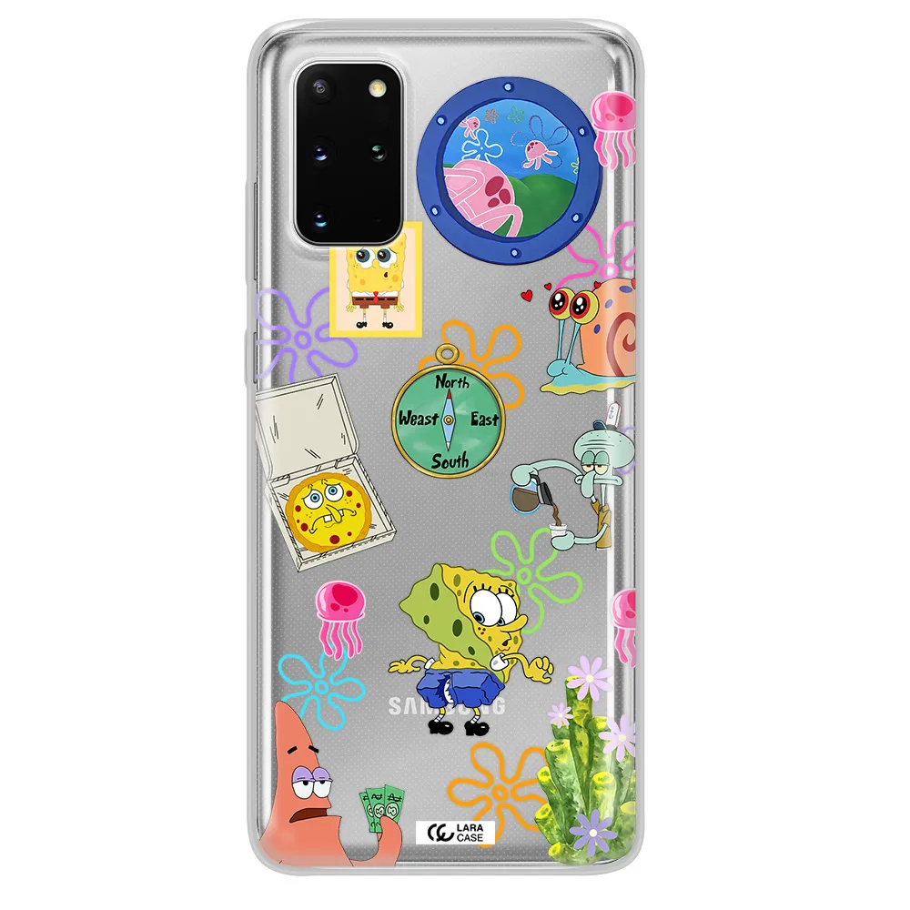 a collection of cartoon characters Samsung S 20 Plus Clear TPU Case