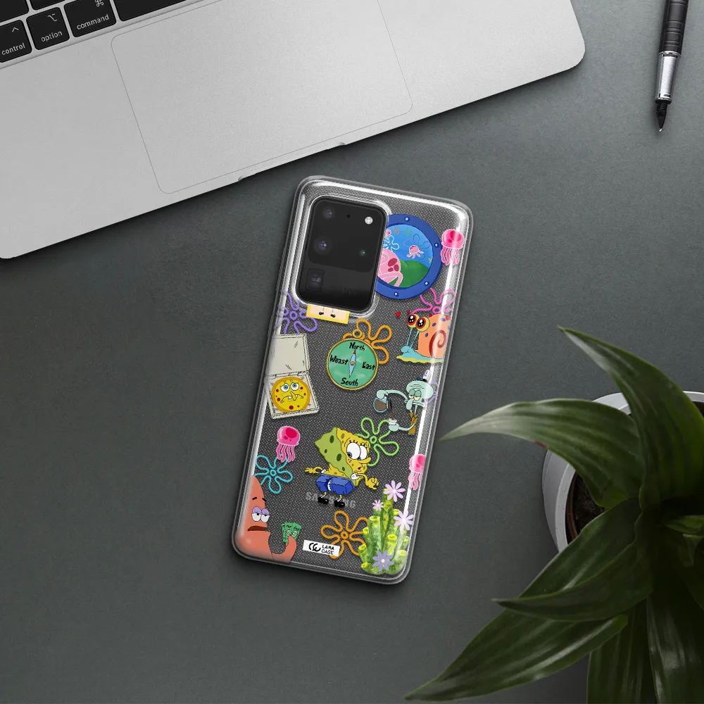 a collection of cartoon characters Samsung S20 Ultra Clear TPU Case