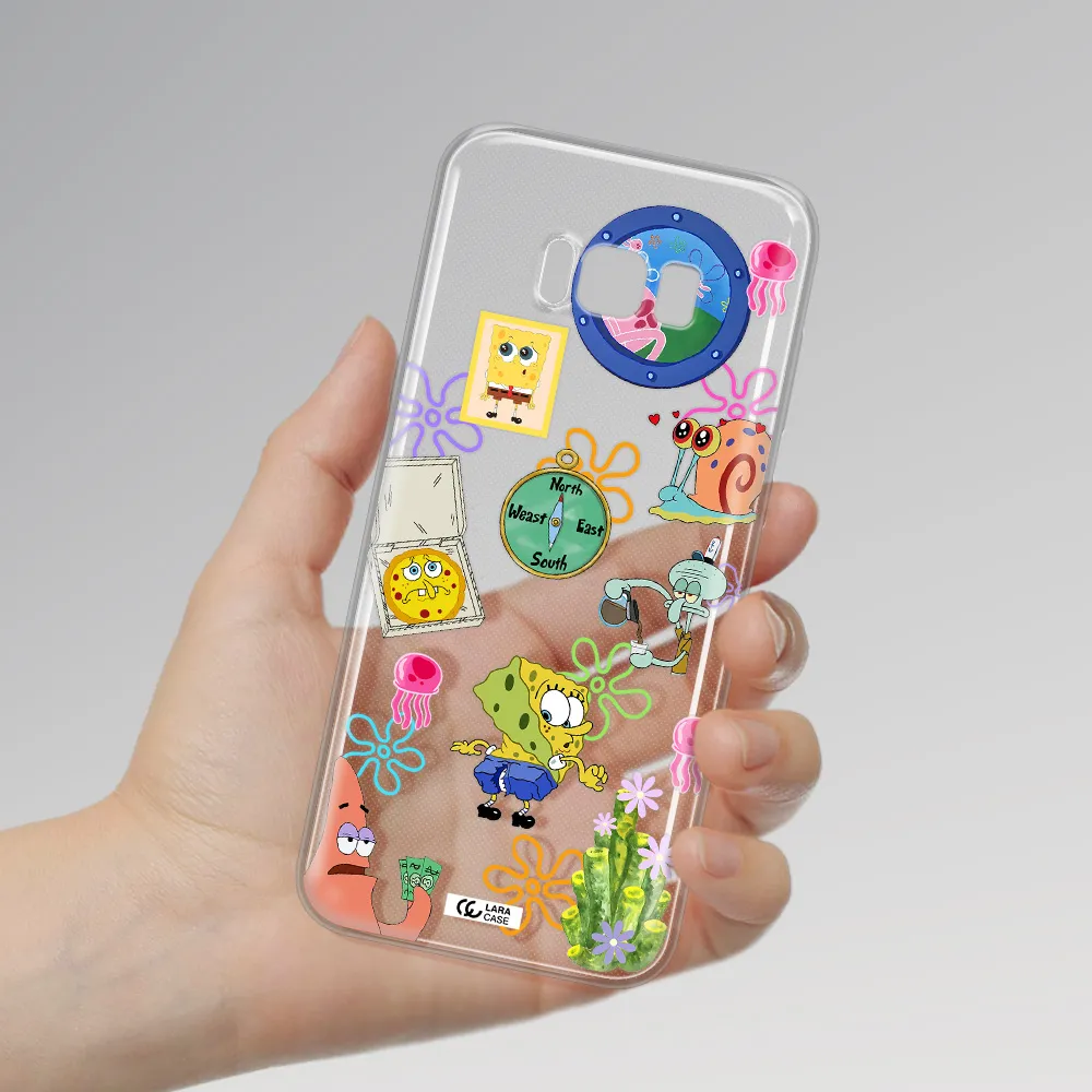 a collection of cartoon characters Samsung S8 Clear TPU Case