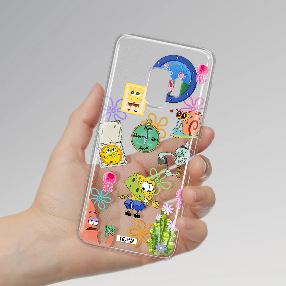 a collection of cartoon characters Samsung S9 Clear TPU Case