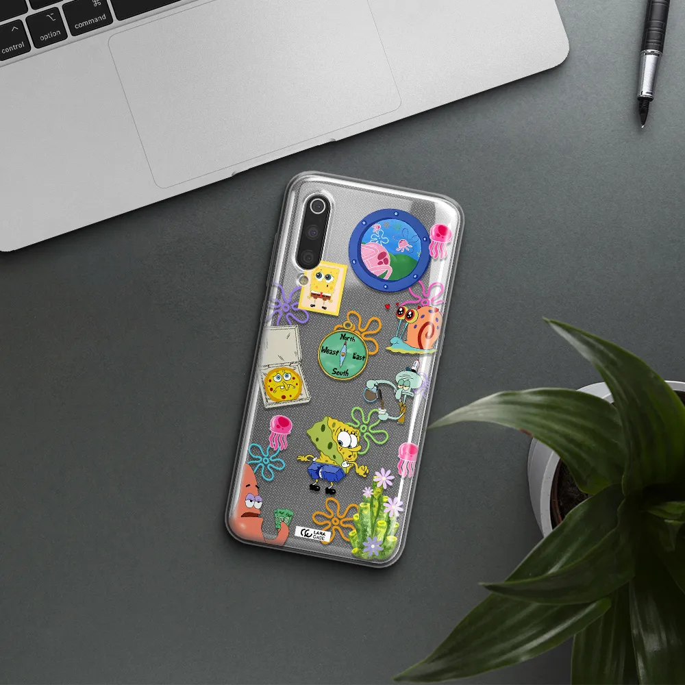 a collection of cartoon characters Xiaomi Mi 9 Clear TPU Case