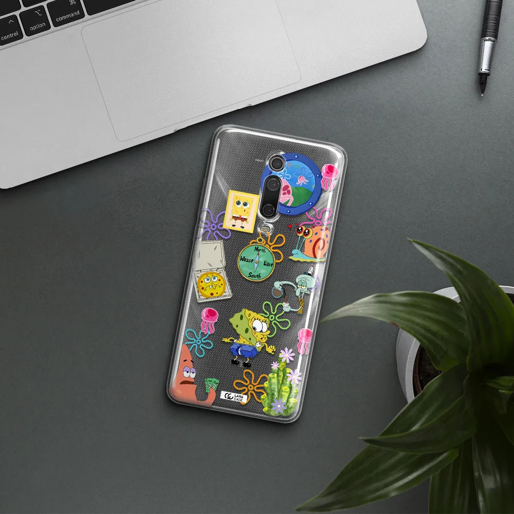 a collection of cartoon characters Xiaomi Mi 9T Clear TPU Case