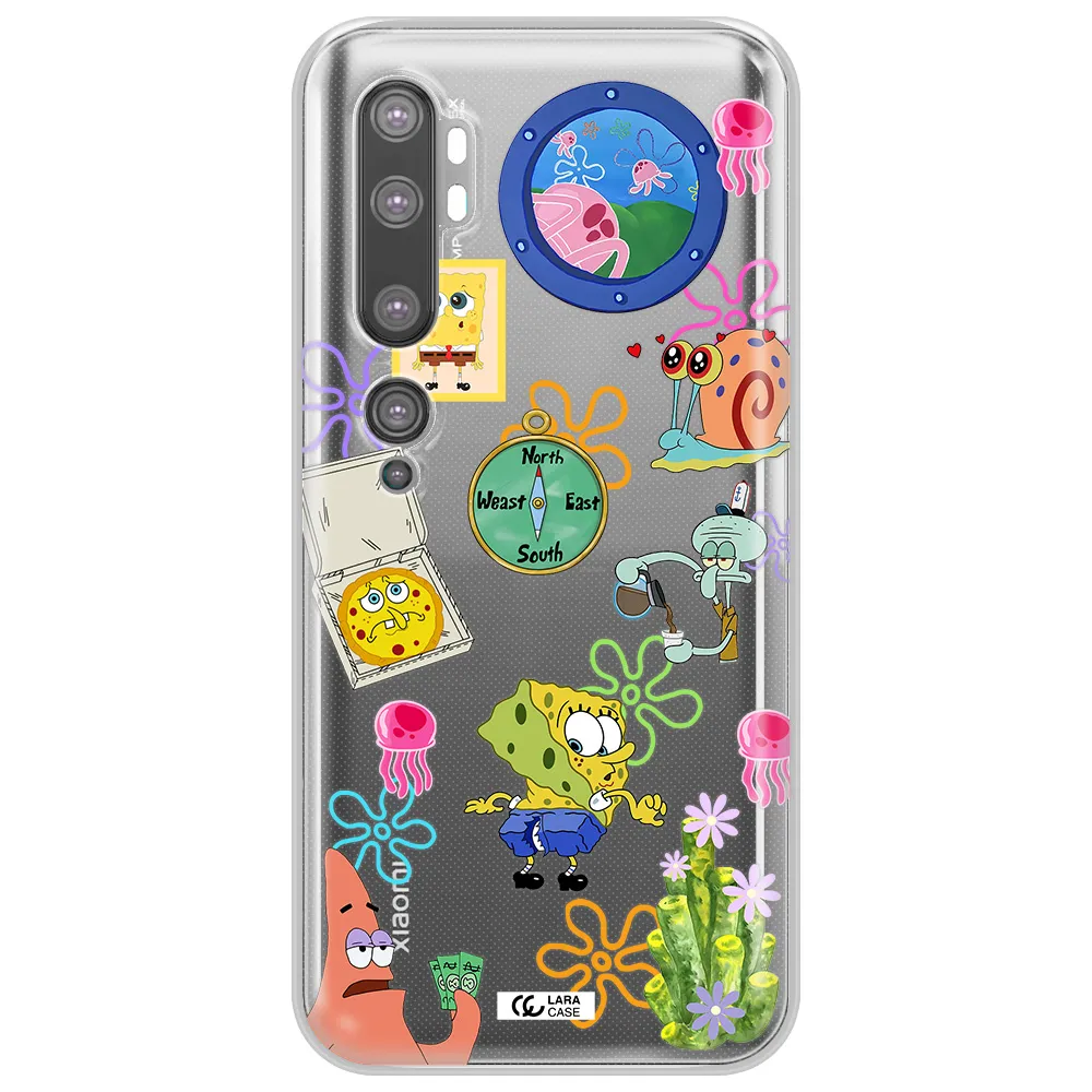 a collection of cartoon characters Xiaomi Mi Note 10 Clear TPU Case
