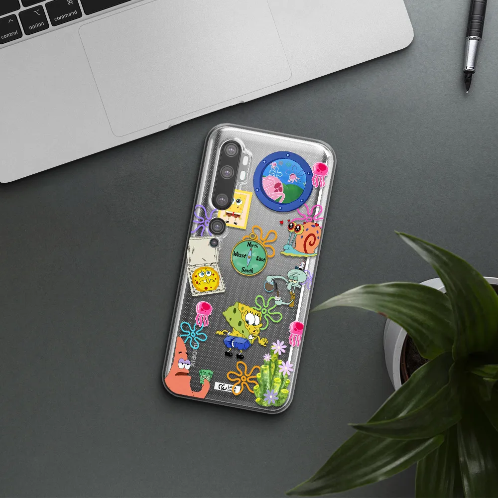a collection of cartoon characters Xiaomi Mi Note 10 Clear TPU Case