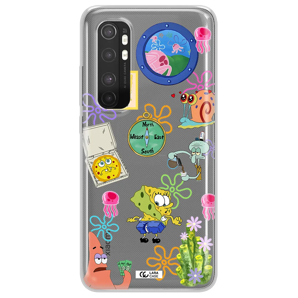 a collection of cartoon characters Xiaomi Mi Note 10 Lite Clear TPU Case