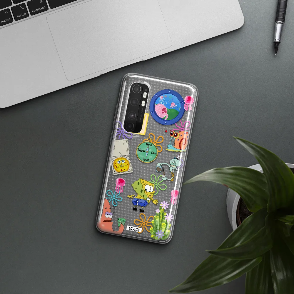 a collection of cartoon characters Xiaomi Mi Note 10 Lite Clear TPU Case
