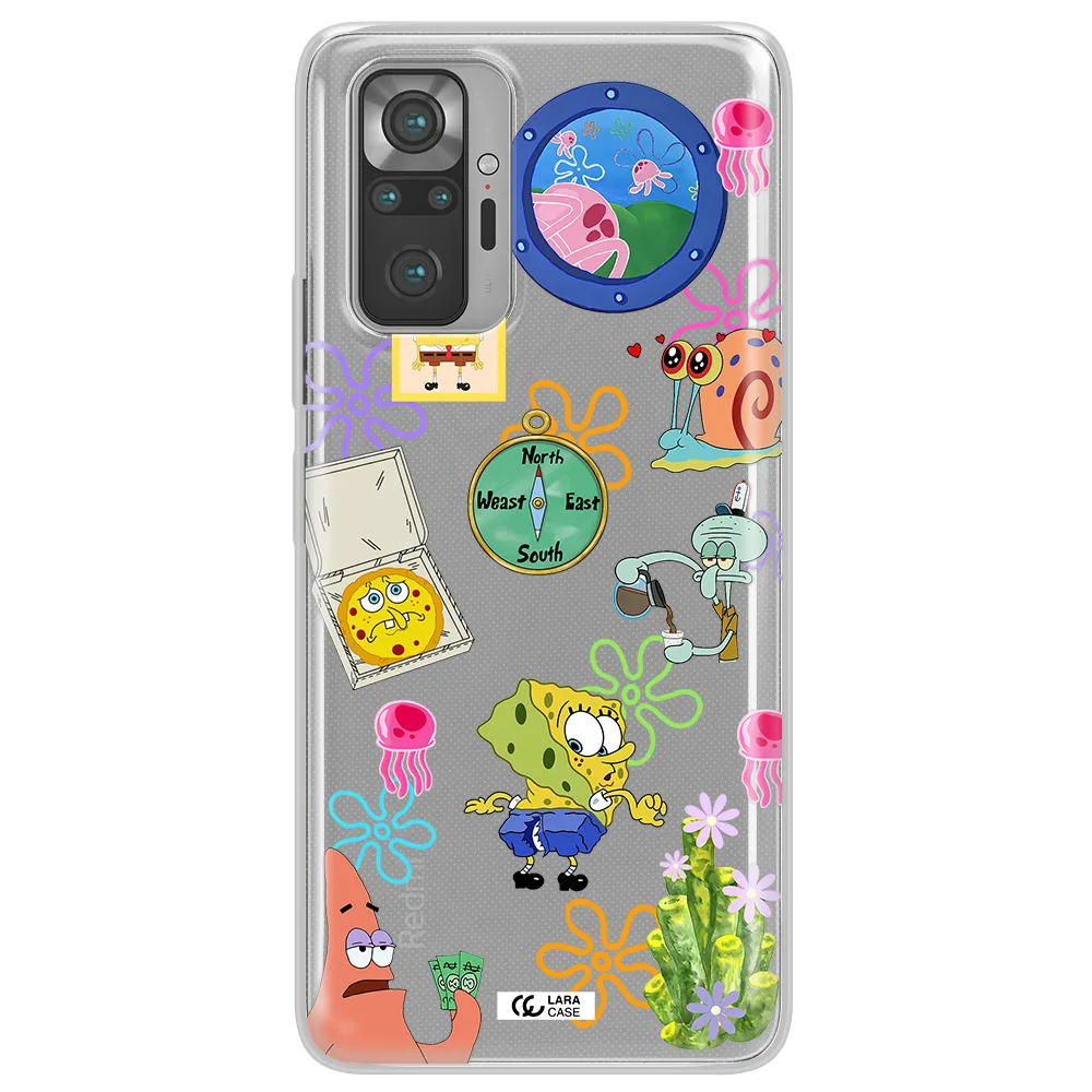 a collection of cartoon characters Xiaomi Note 10 Pro Clear TPU Case