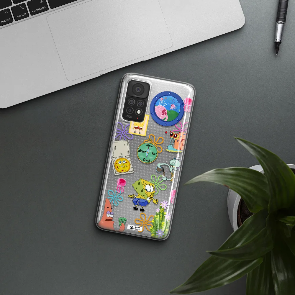 a collection of cartoon characters Xiaomi Note 11 Pro Clear TPU Case