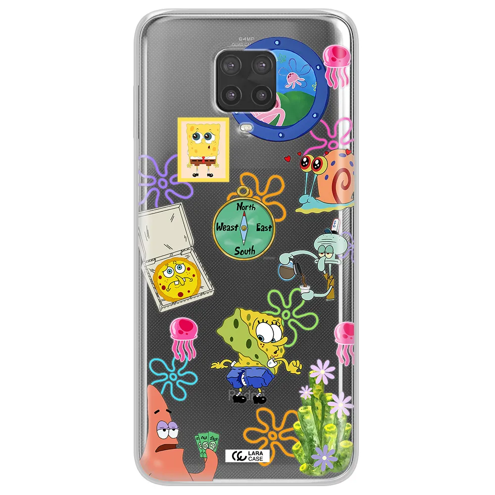 a collection of cartoon characters Xiaomi Note 9 Pro Clear TPU Case