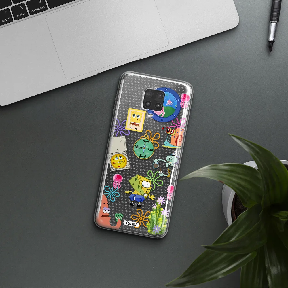 a collection of cartoon characters Xiaomi Note 9 Pro Clear TPU Case