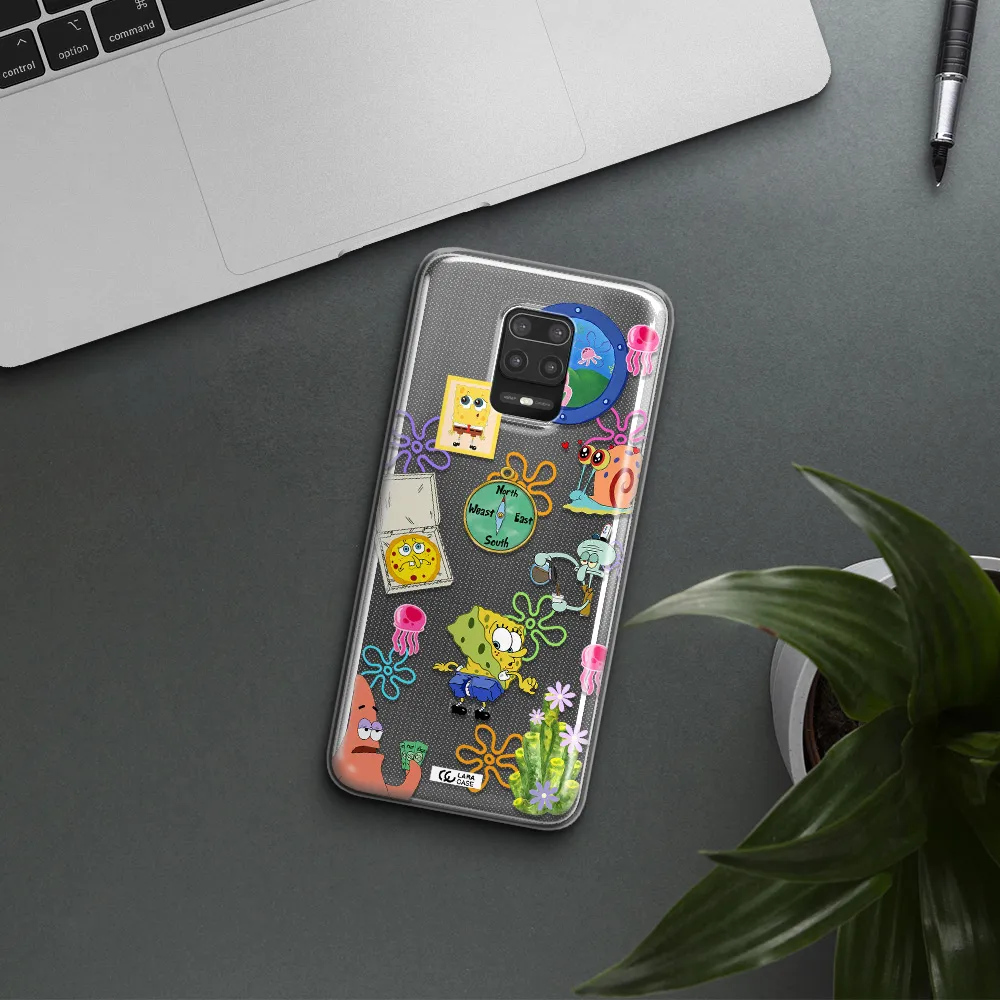 a collection of cartoon characters Xiaomi Note 9S Clear TPU Case