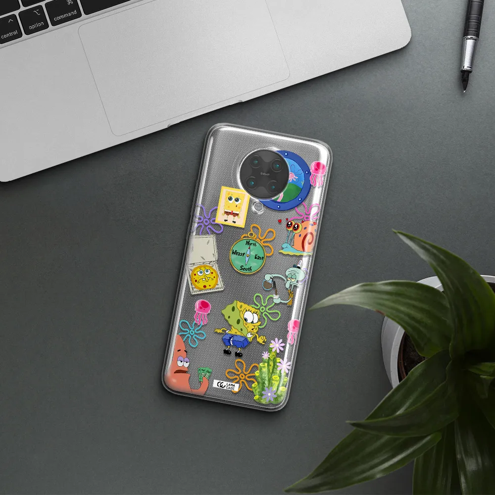 a collection of cartoon characters Xiaomi Poco F2 Pro Clear TPU Case