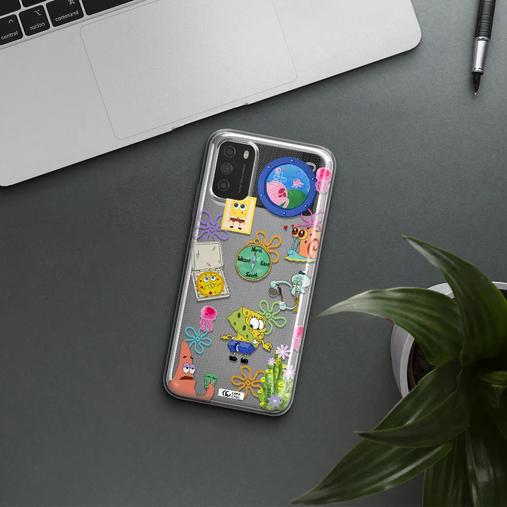 a collection of cartoon characters Xiaomi Poco M3 Clear TPU Case