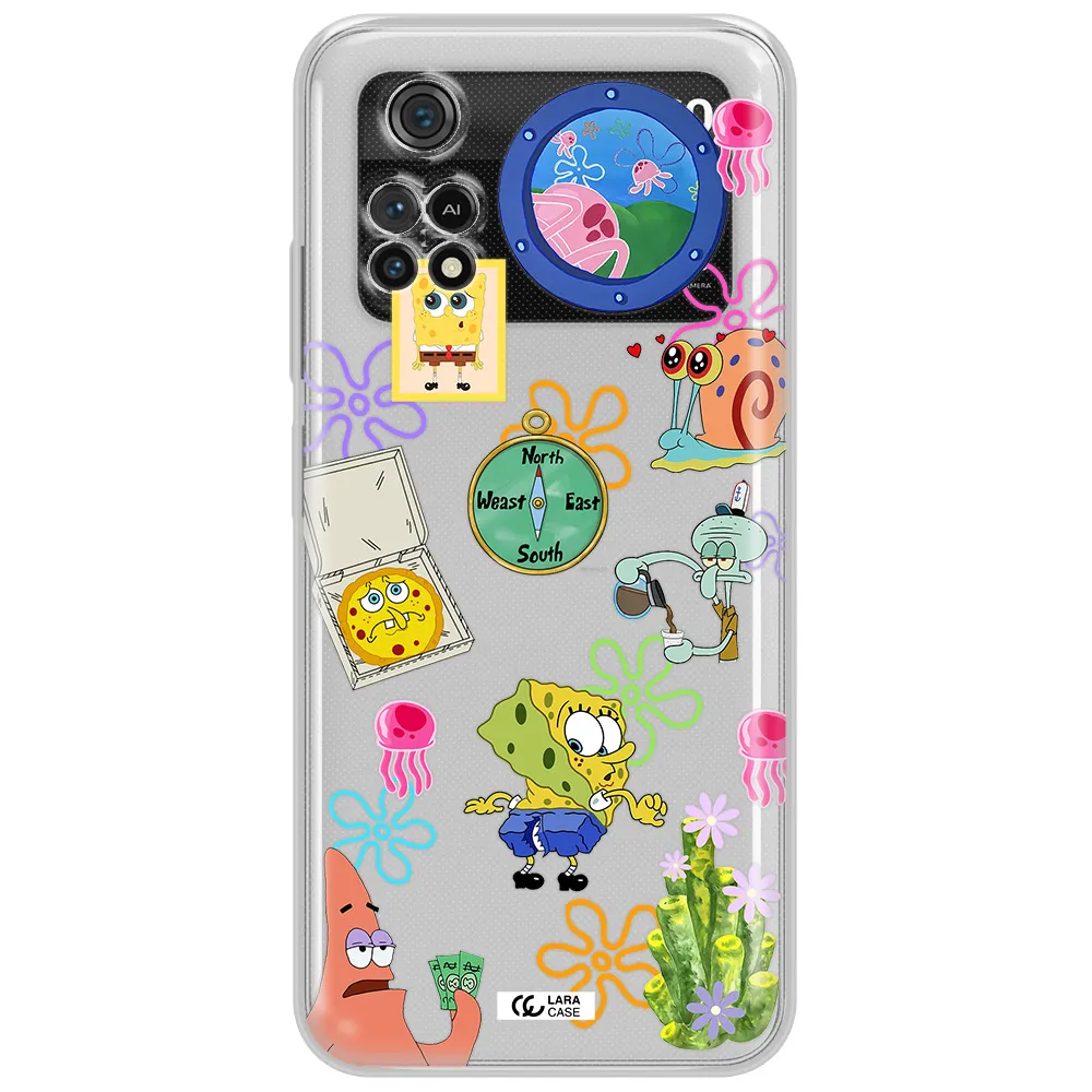A Collection Of Cartoon Characters Xiaomi Poco M4 Pro 4G Clear Tpu Case