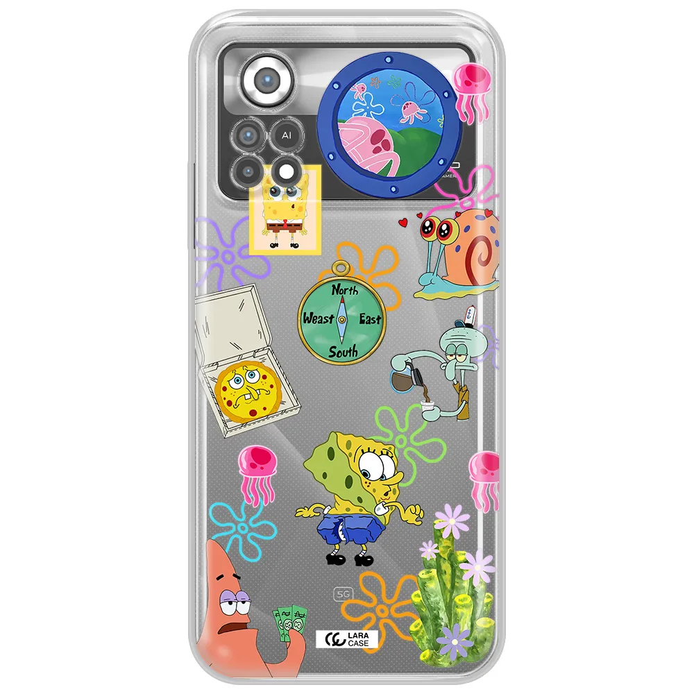 a collection of cartoon characters Xiaomi Poco X4 Pro Clear TPU Case