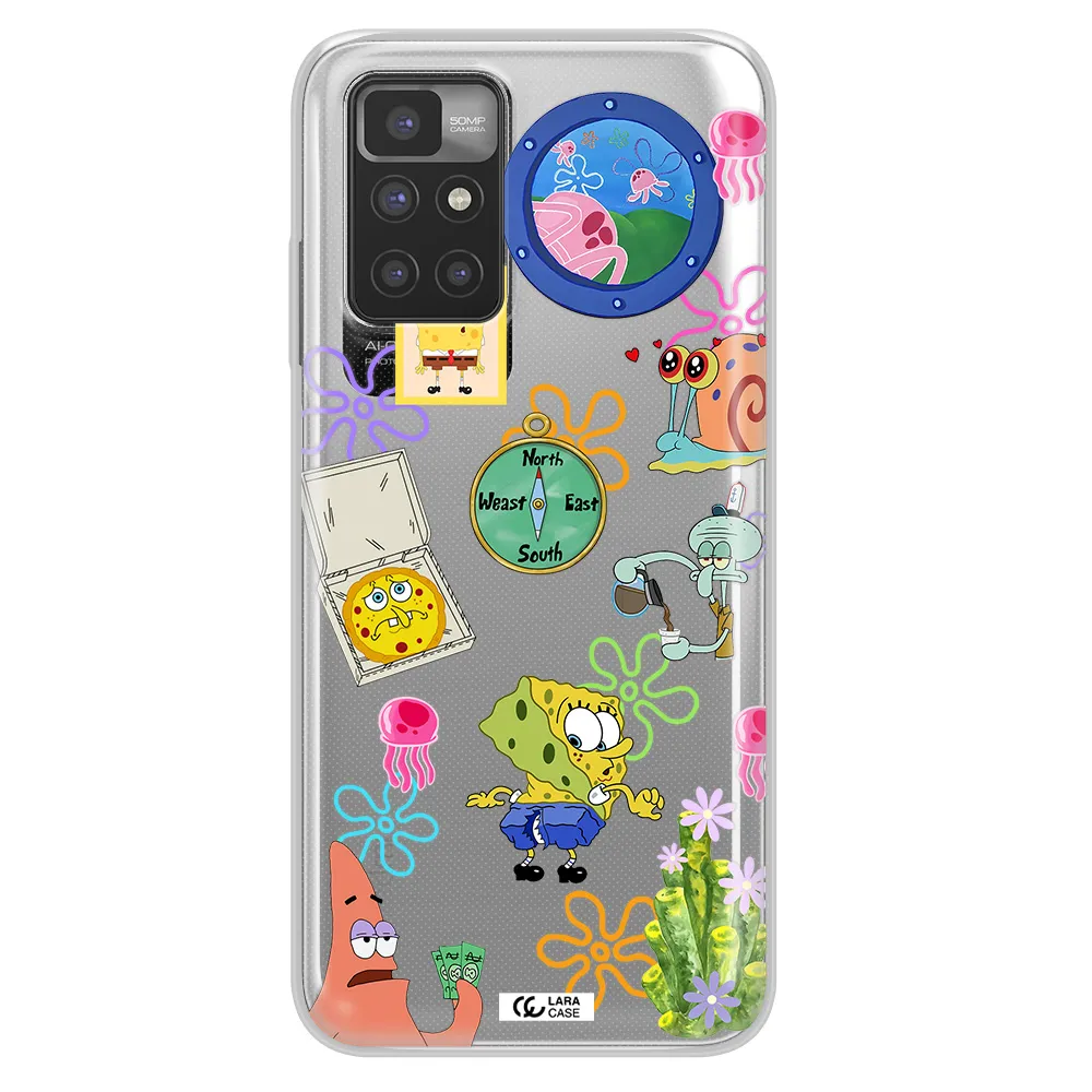 a collection of cartoon characters Xiaomi Redmi 10 Clear TPU Case