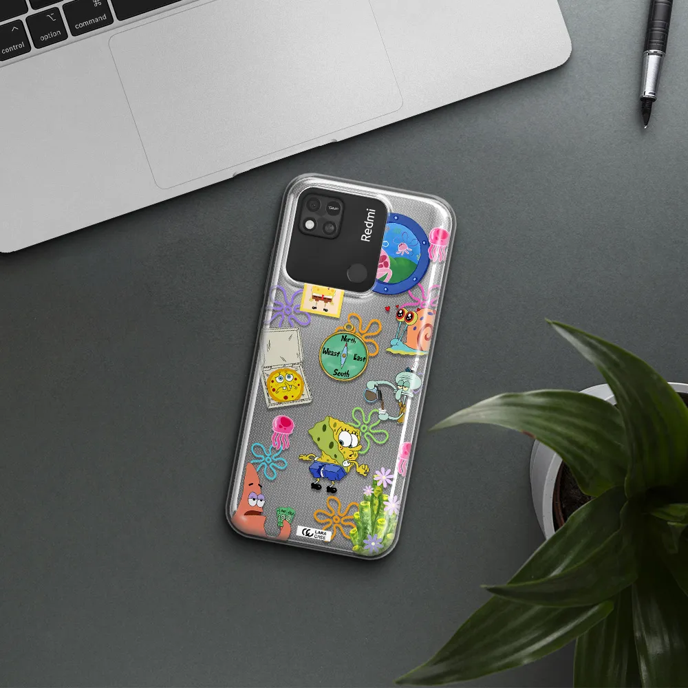 a collection of cartoon characters Xiaomi Redmi 10A Clear TPU Case