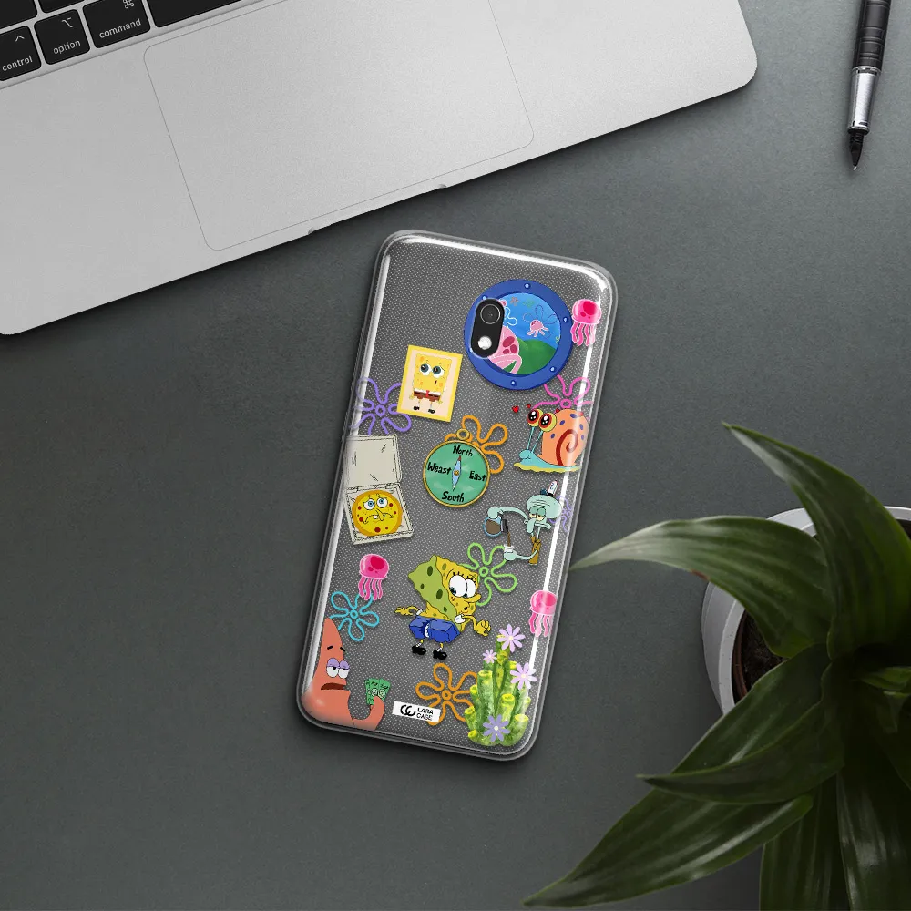 a collection of cartoon characters Xiaomi Redmi 8A Clear TPU Case
