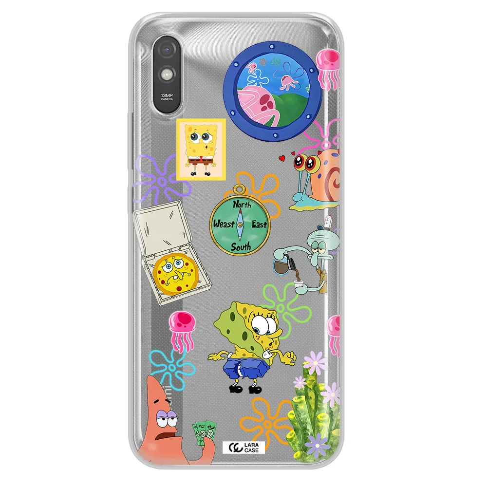 a collection of cartoon characters Xiaomi Redmi 9A Clear TPU Case