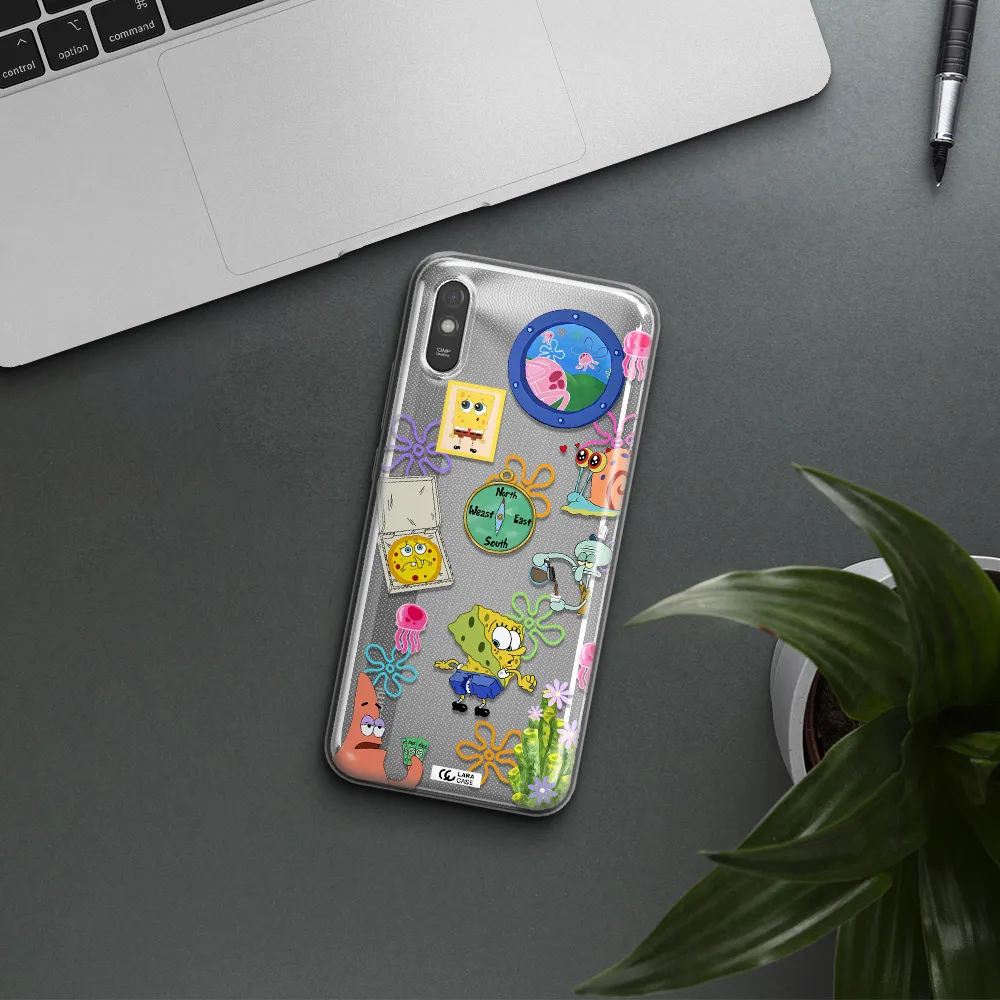a collection of cartoon characters Xiaomi Redmi 9A Clear TPU Case