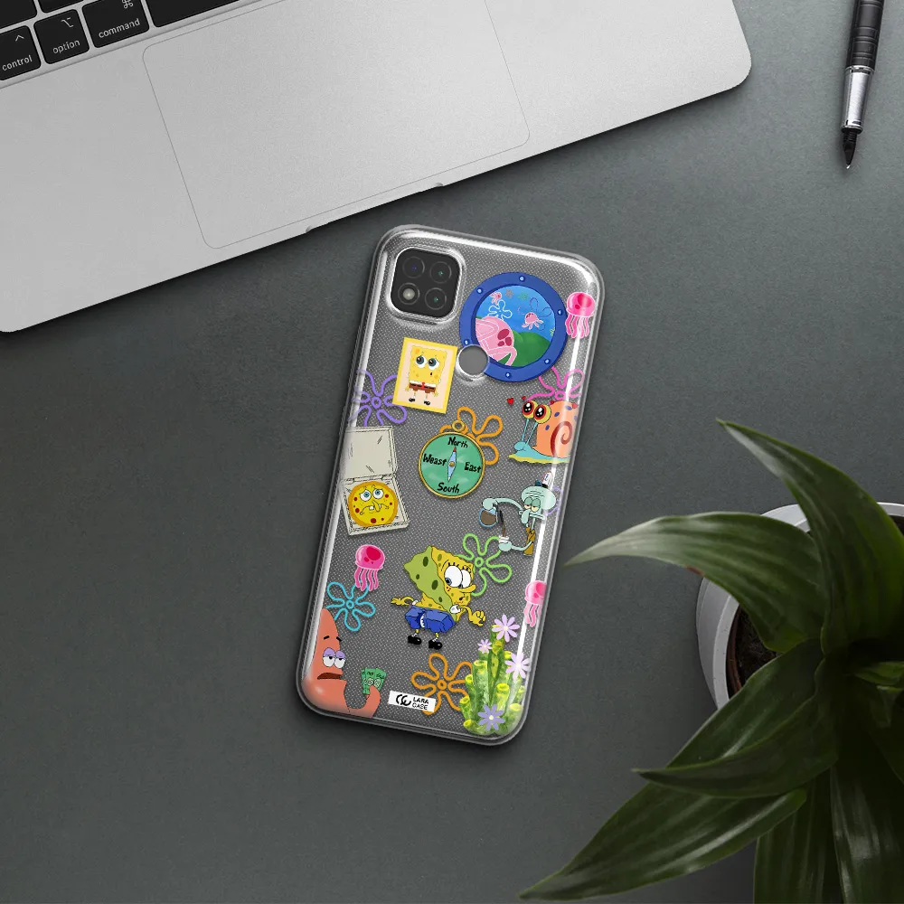 a collection of cartoon characters Xiaomi Redmi 9C Clear TPU Case