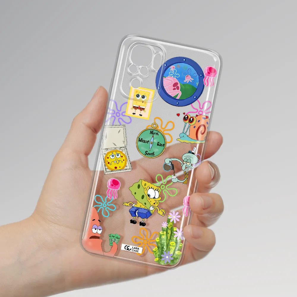 A Collection Of Cartoon Characters Xiaomi Redmi Note 10S Clear Tpu Case
