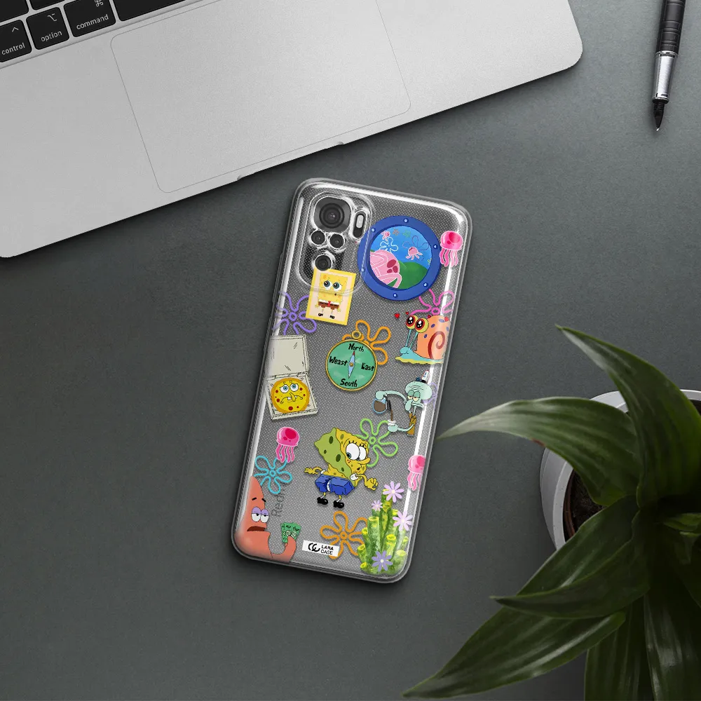 A Collection Of Cartoon Characters Xiaomi Redmi Note 10S Clear Tpu Case