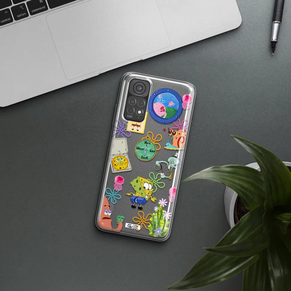 a collection of cartoon characters Xiaomi Redmi Note 11 Clear TPU Case