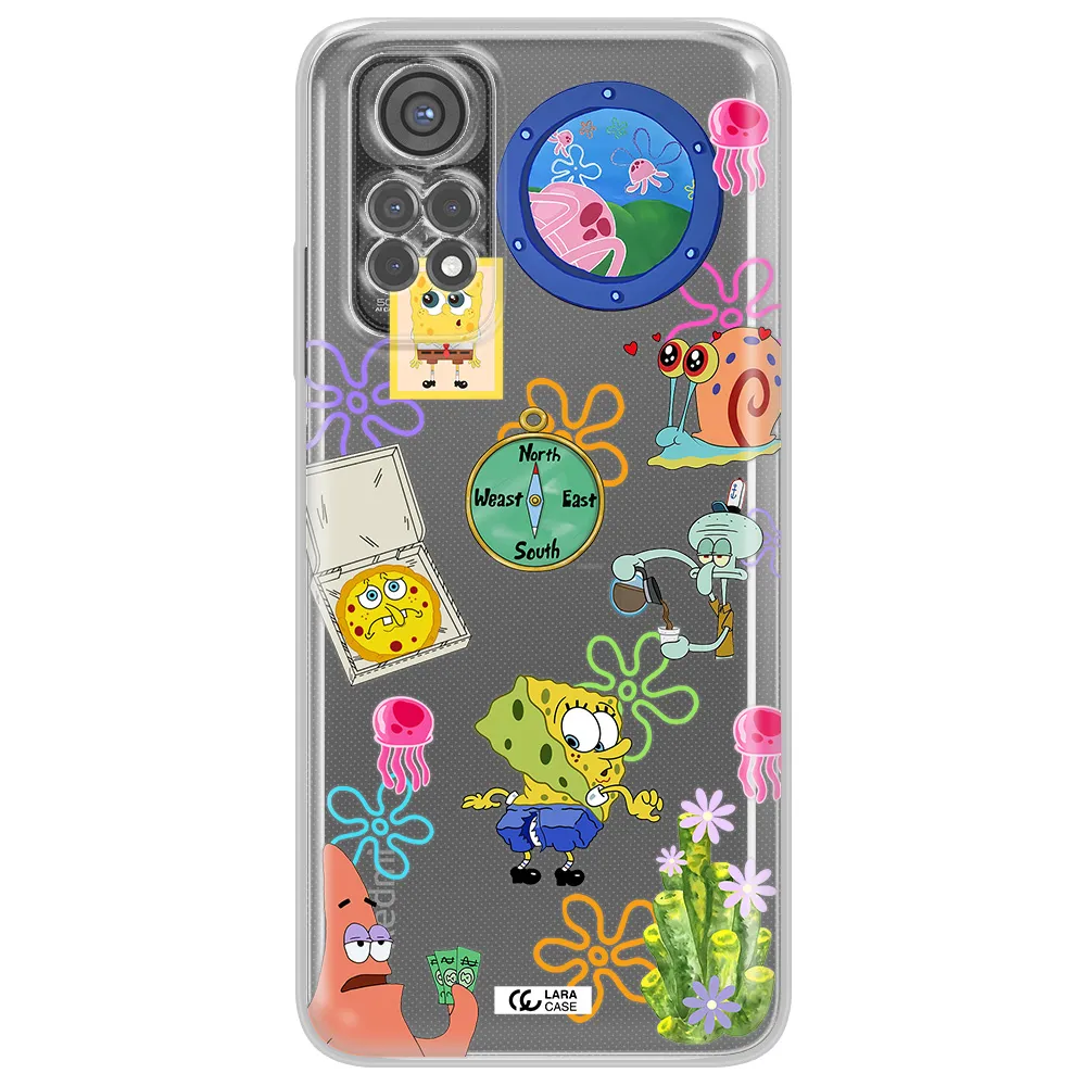 A Collection Of Cartoon Characters Xiaomi Redmi Note 11S Clear Tpu Case