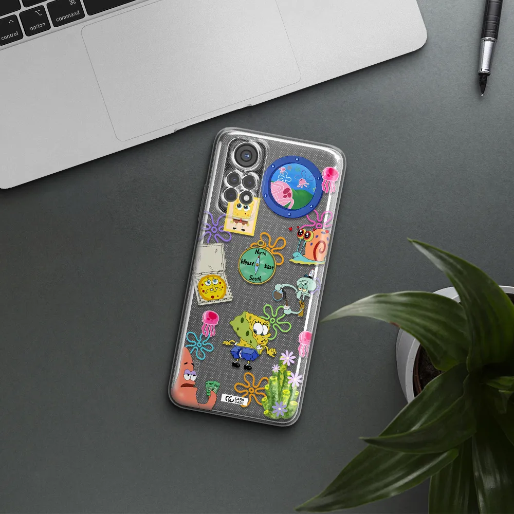 A Collection Of Cartoon Characters Xiaomi Redmi Note 11S Clear Tpu Case
