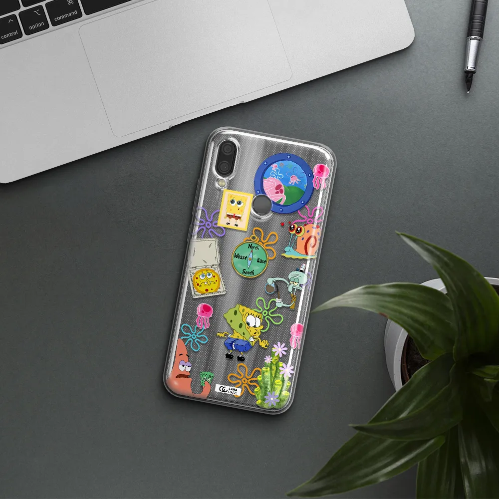 a collection of cartoon characters Xiaomi Redmi Note 7 Clear TPU Case