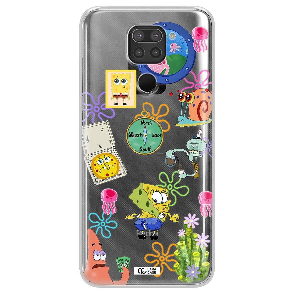 a collection of cartoon characters Xiaomi Redmi Note 9 Clear TPU Case
