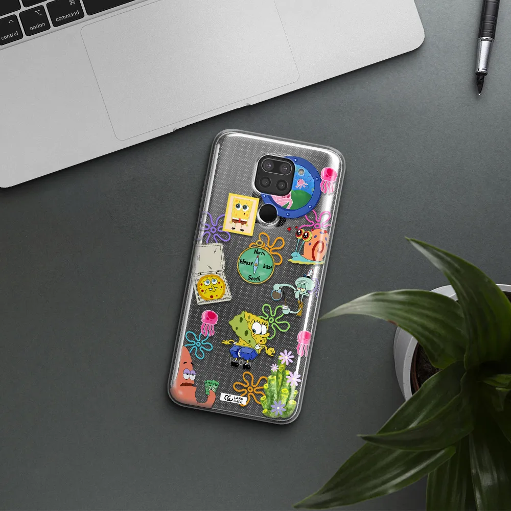 a collection of cartoon characters Xiaomi Redmi Note 9 Clear TPU Case