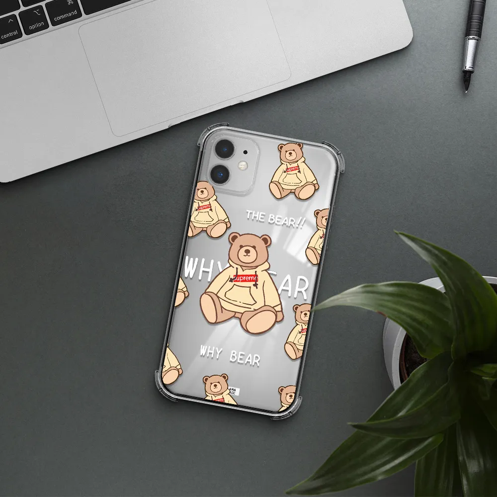 a pattern of a teddy bear Apple iPhone 11 Clear PC Case