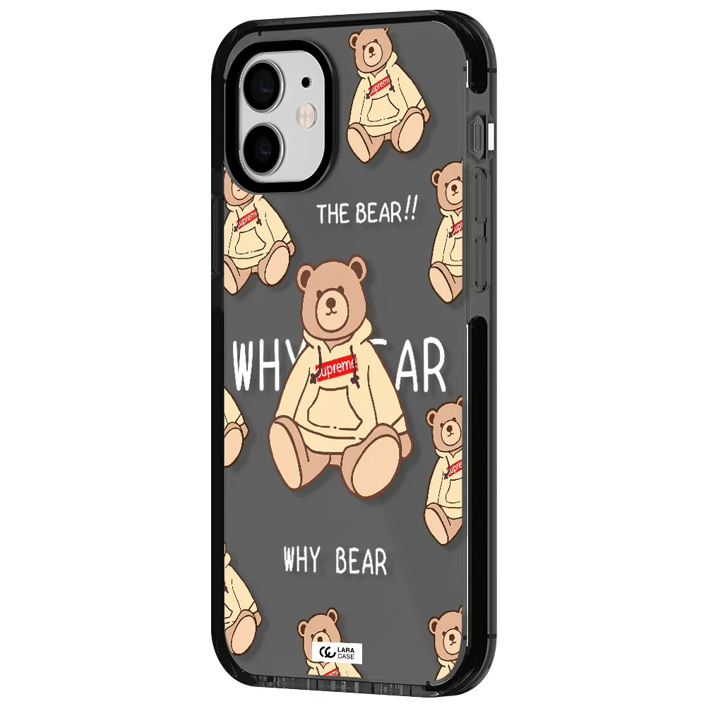 a pattern of a teddy bear Apple iPhone 11 impact Smoke Black Case