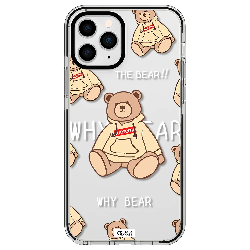 a pattern of a teddy bear Apple iPhone 11 pro impact black border Case
