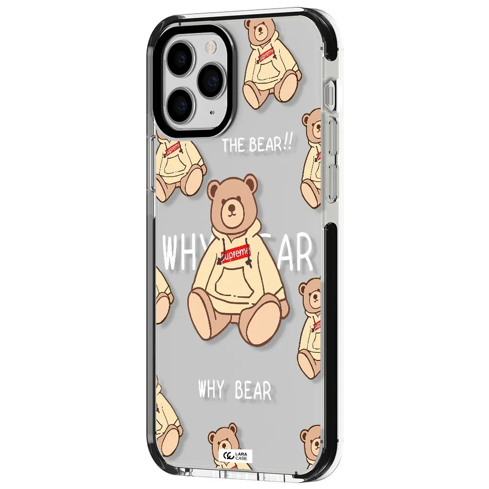 a pattern of a teddy bear Apple iPhone 11 pro max impact black border Case