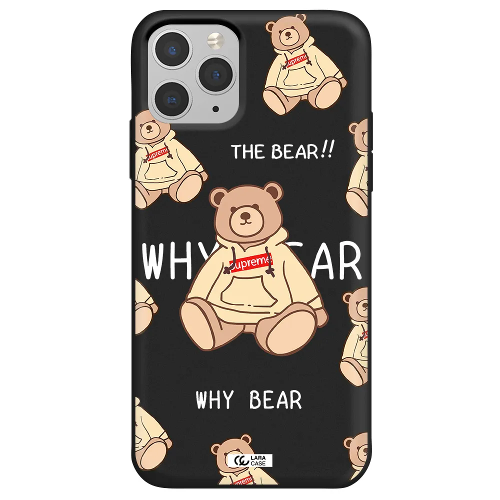 a pattern of a teddy bear Apple iPhone 11 pro max Silicone black Case