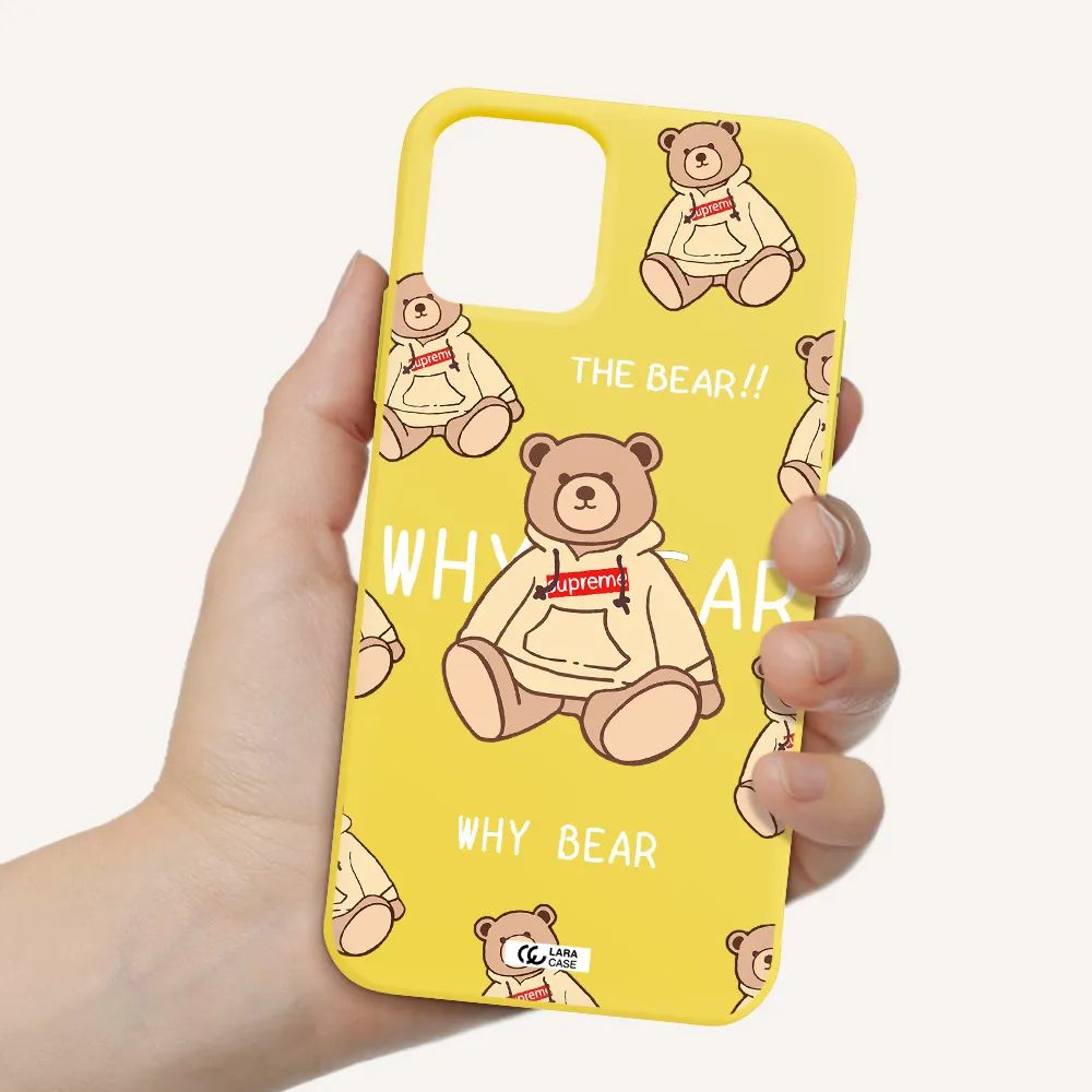 a pattern of a teddy bear Apple iPhone 11 pro max Silicone canary yellow Case