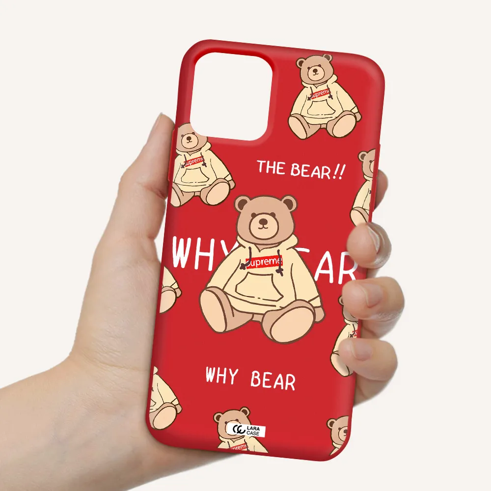 a pattern of a teddy bear Apple iPhone 11 pro max Silicone Imperial Red Case