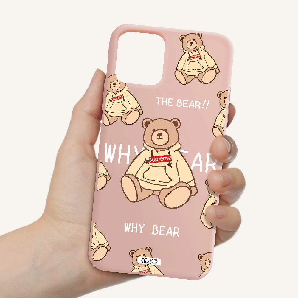 a pattern of a teddy bear Apple iPhone 11 pro max Silicone pastel pink Case