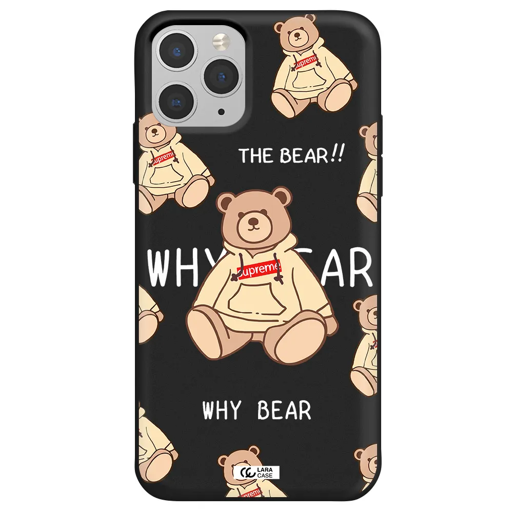 a pattern of a teddy bear Apple iPhone 11 pro Silicone black Case