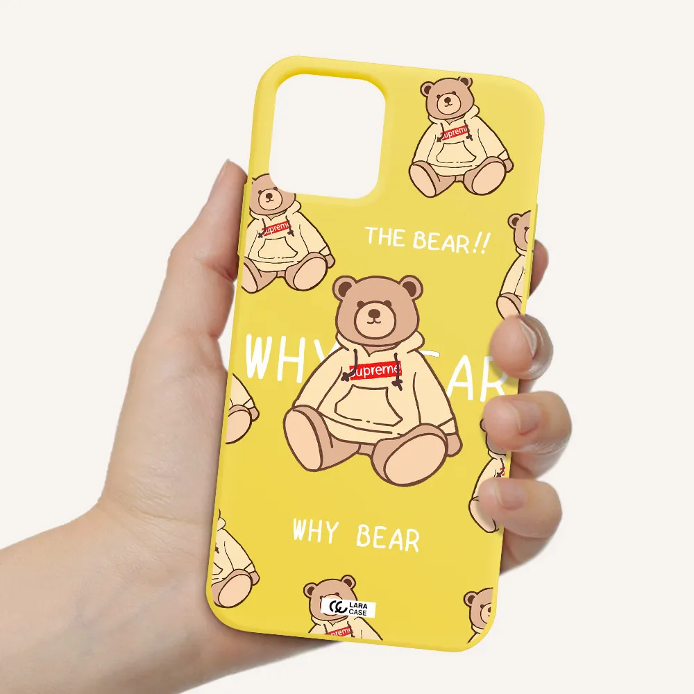 a pattern of a teddy bear Apple iPhone 11 pro Silicone canary yellow Case