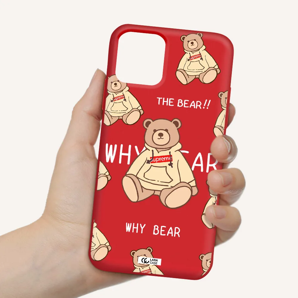 a pattern of a teddy bear Apple iPhone 11 pro Silicone Imperial Red Case