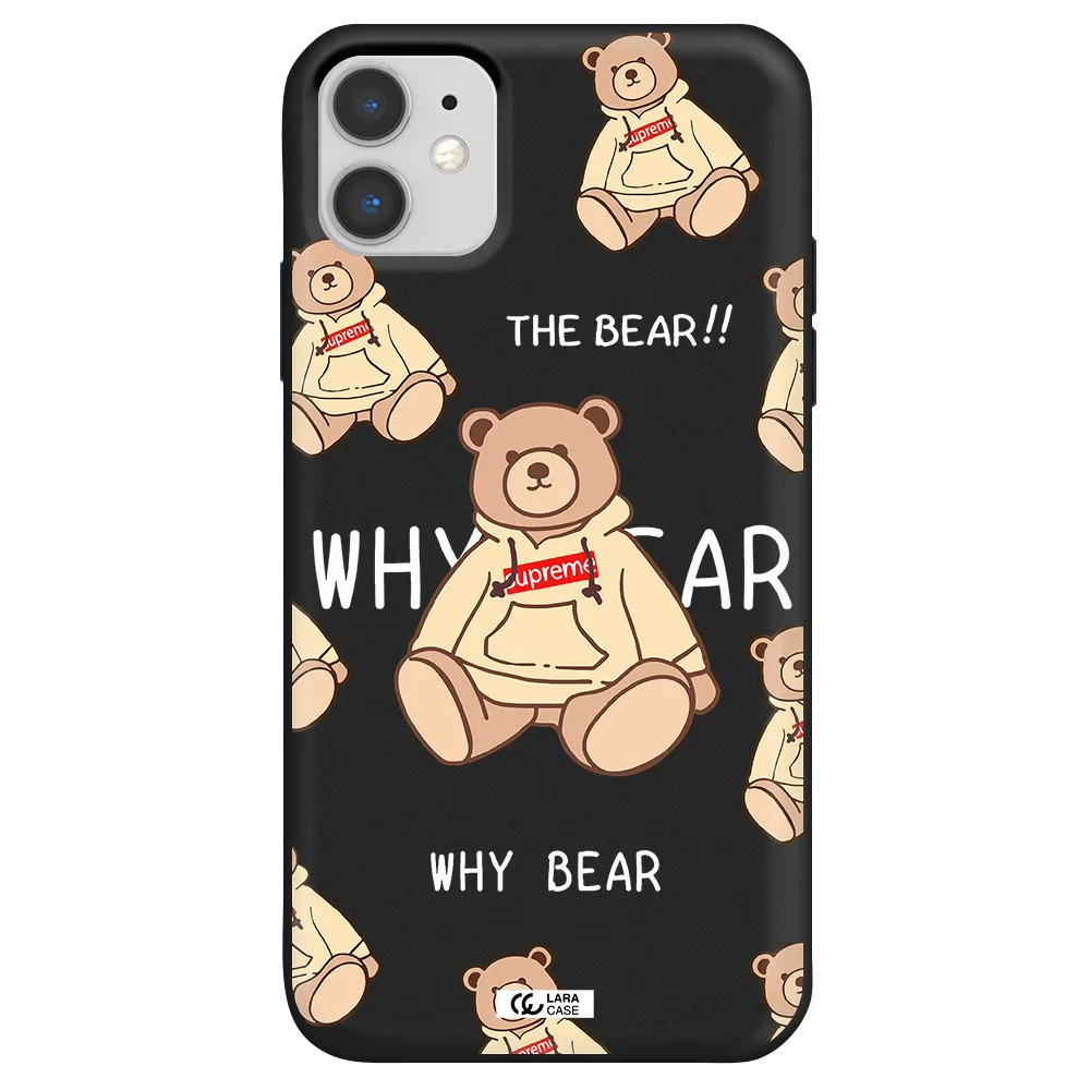 a pattern of a teddy bear Apple iPhone 11 Silicone black Case