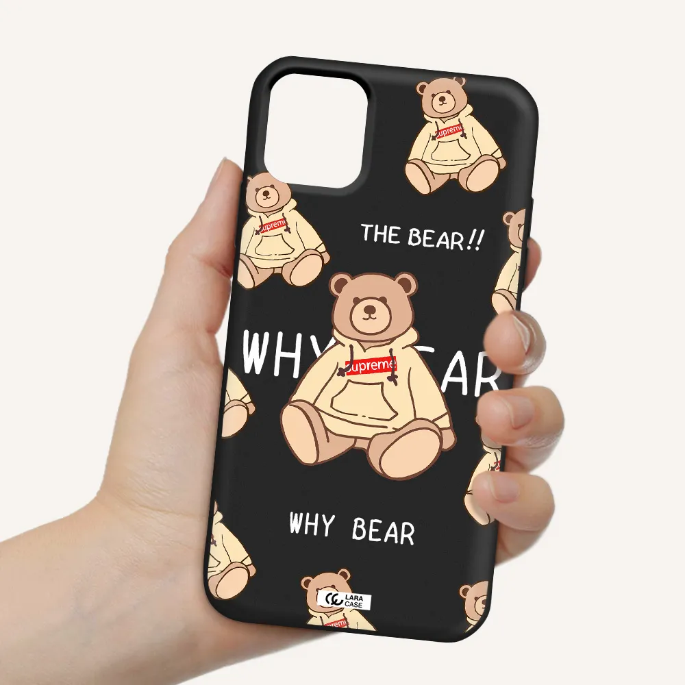 a pattern of a teddy bear Apple iPhone 11 Silicone black Case