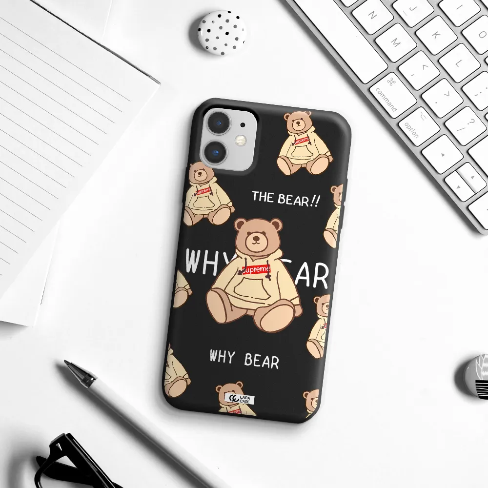 a pattern of a teddy bear Apple iPhone 11 Silicone black Case