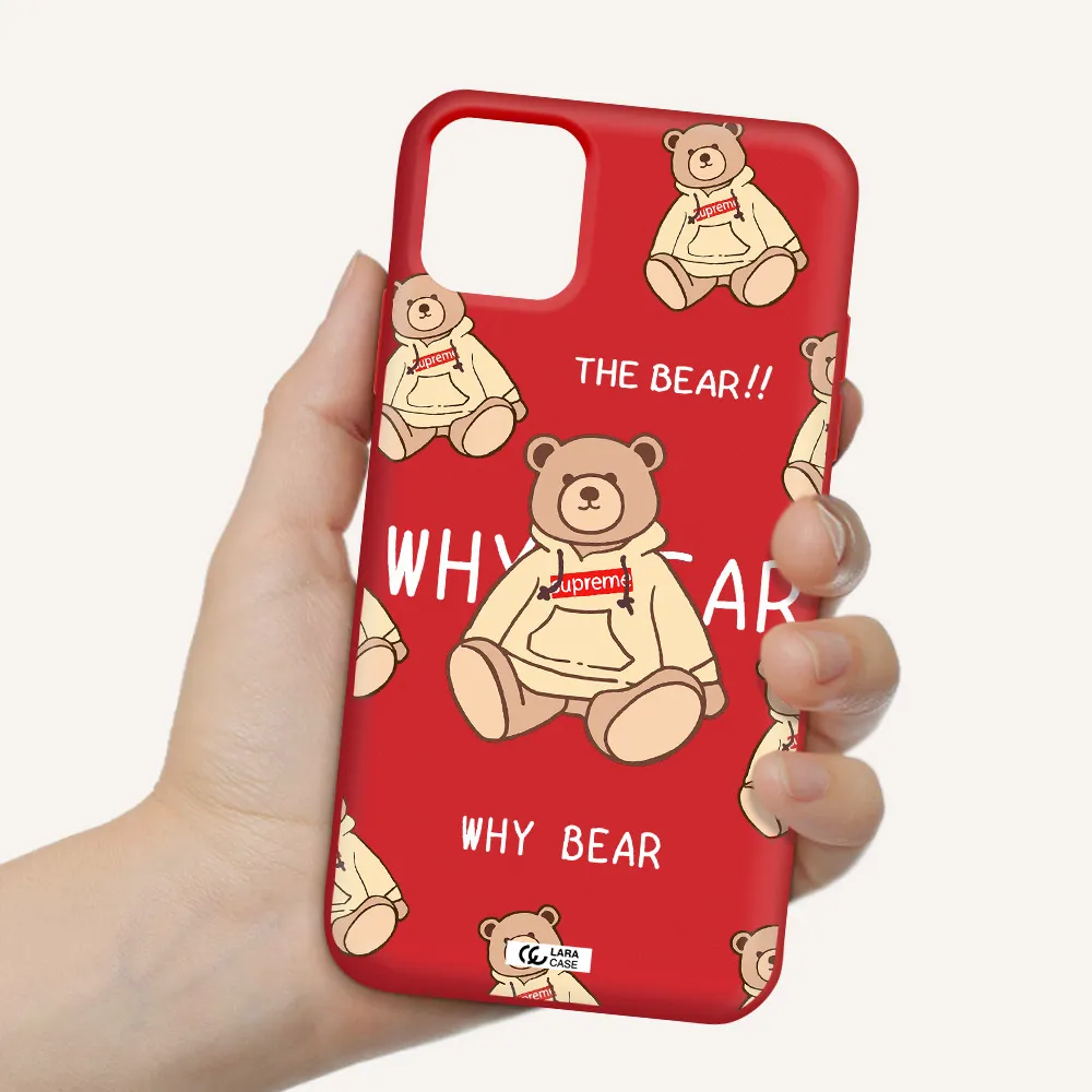 a pattern of a teddy bear Apple iPhone 11 Silicone Imperial Red Case