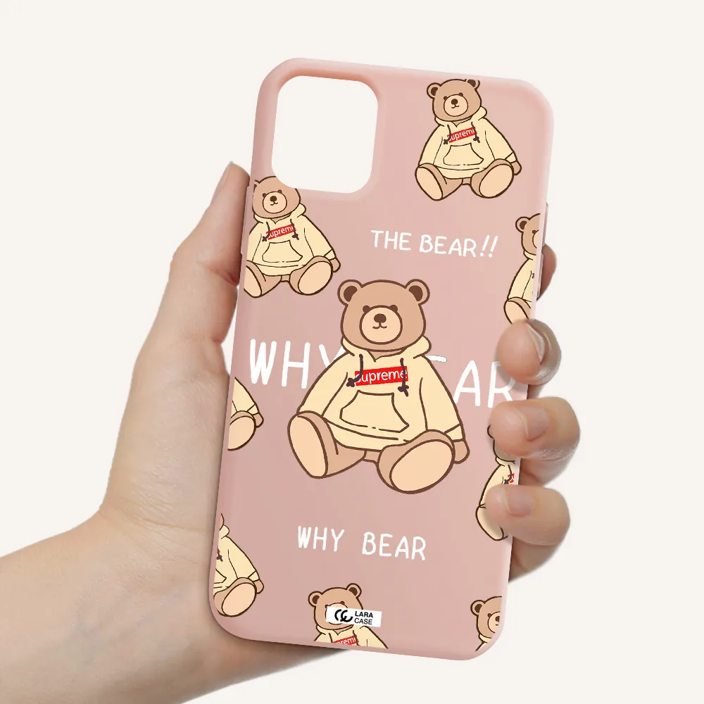 a pattern of a teddy bear Apple iPhone 11 Silicone pastel pink Case