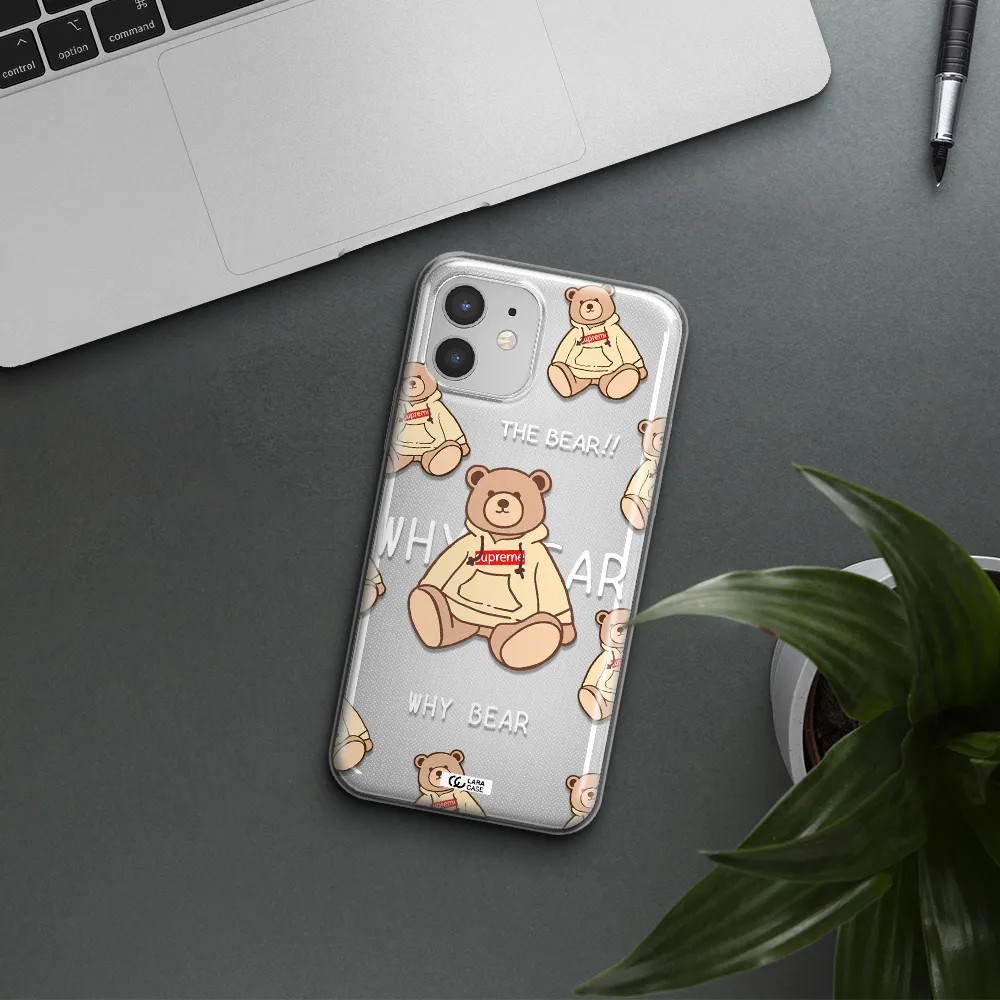 A Pattern Of A Teddy Bear Apple Iphone 12 Clear Tpu Case